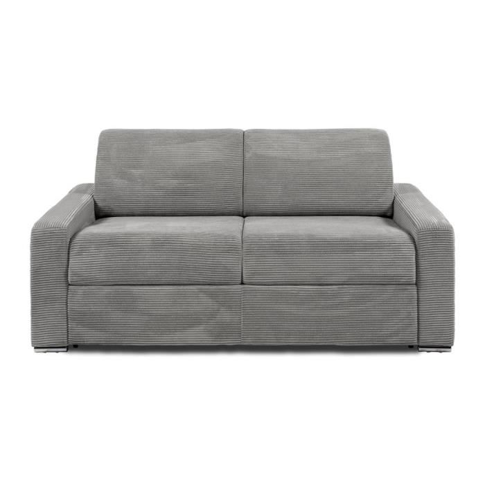 Produit similaire: Canapé 3 places convertible express en velours côtelé gris clair - Couchage 140 cm - Matelas 14 cm - CALITO