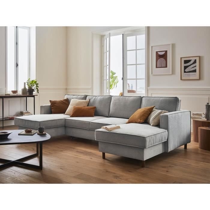 Produit similaire: Jake - canapé panoramique en U - 7 places - convertible - avec coffre - en velours côtelé - Gris clair