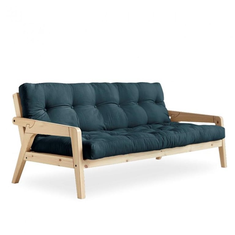 Produit similaire: Canapé convertible futon GRAB pin naturel coloris bleu pétrole couchage 130 cm.