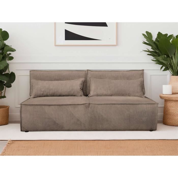 Produit similaire: Kiara - canapé 3 places sans accoudoirs - convertible - avec coffre - en velours côtelé - Taupe