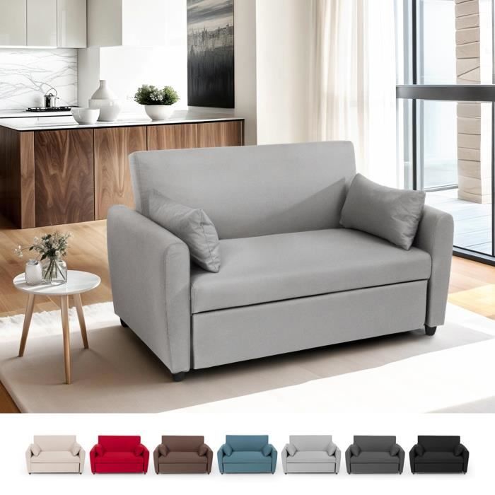 Produit similaire: Canapé convertible 2 places clic clac design moderne en tissu PORTO RICO - Gris