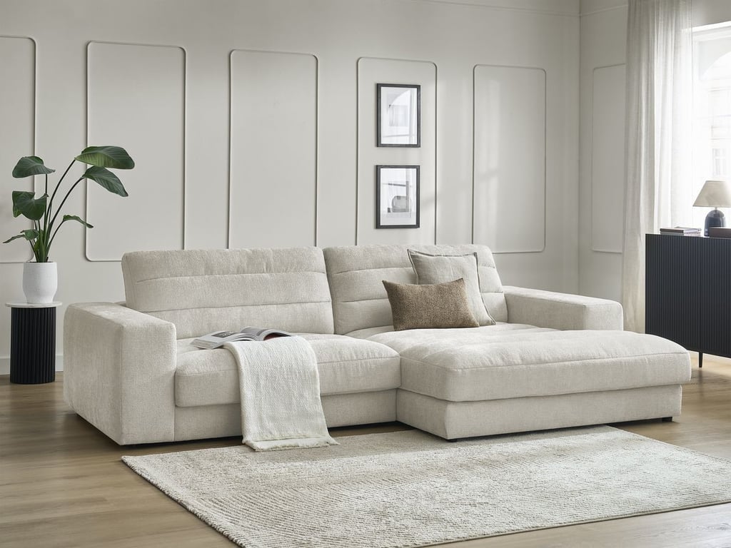 Produit similaire: Canapé d'angle fixe SIERRA tissu texturé beige angle droit BOBOCHIC 3 places