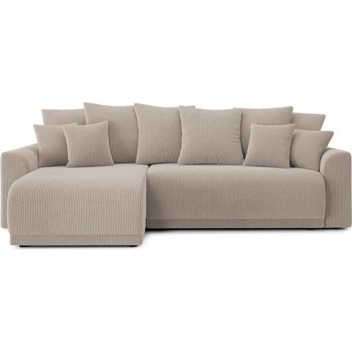 Produit similaire: Canapé d'angle convertible NOVA en velours côtelé grège 4 places - Réversible - Coffre de rangement - BAÏTA