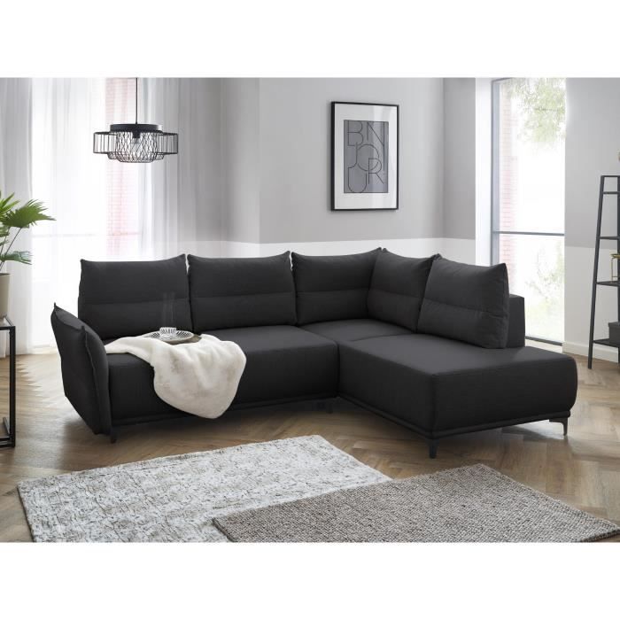 Produit similaire: Canapé d'angle convertible avec coffre 5 places style contemporain droit - Arya - Gris foncé