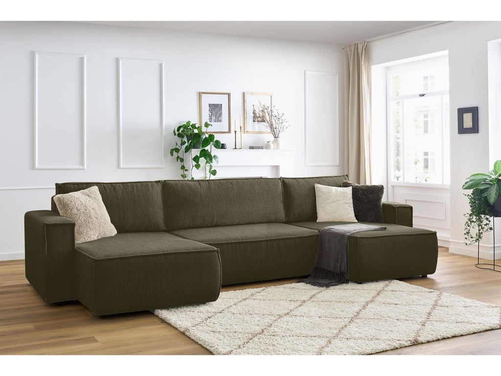 Produit similaire: Canapé panoramique convertible coffre NIHAD velours côtelé vert clair panoramique BOBOCHIC 6 places