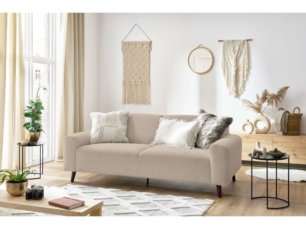 Produit similaire: Canapé droit fixe 3 places BASTILLE tissu bouclette doux taupe BOBOCHIC