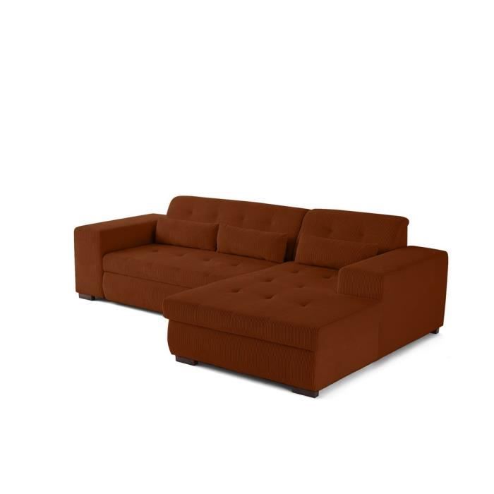 Produit similaire: Vermont - canapé d'angle droit - 4 places - convertible avec coffre - en velours côtelé - Terracotta