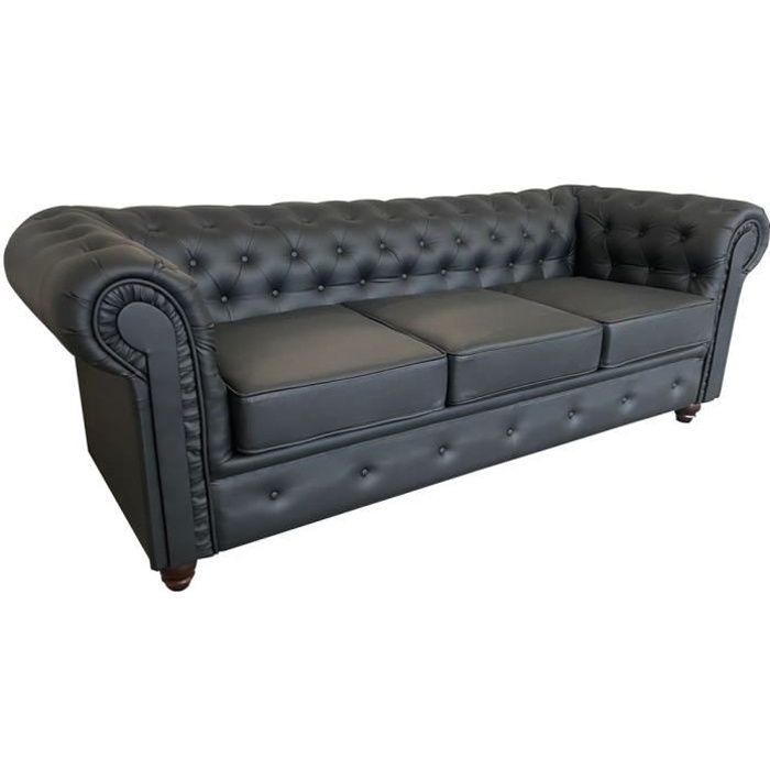 Produit similaire: Canapé fixe CHESTERFIELD LEQUAIDESAFFAIRES - Noir - 213cm - 3 places - Effet cuir - Vintage