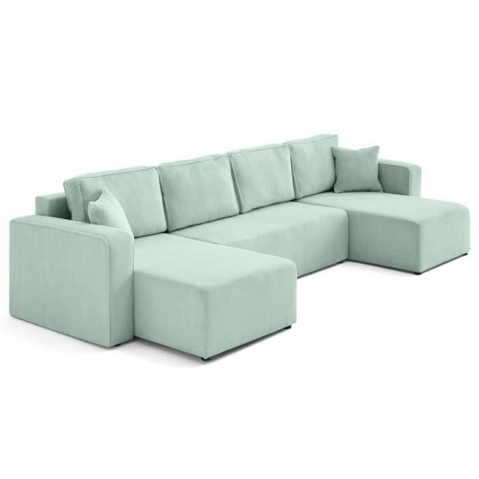 Produit similaire: Topaze - canapé panoramique en U 7 places convertible avec coffre en velours texturé - Bleu