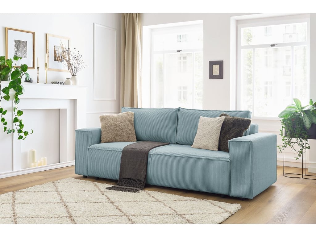 Produit similaire: Canapé droit fixe 3 places NIHAD velours côtelé bleu clair BOBOCHIC