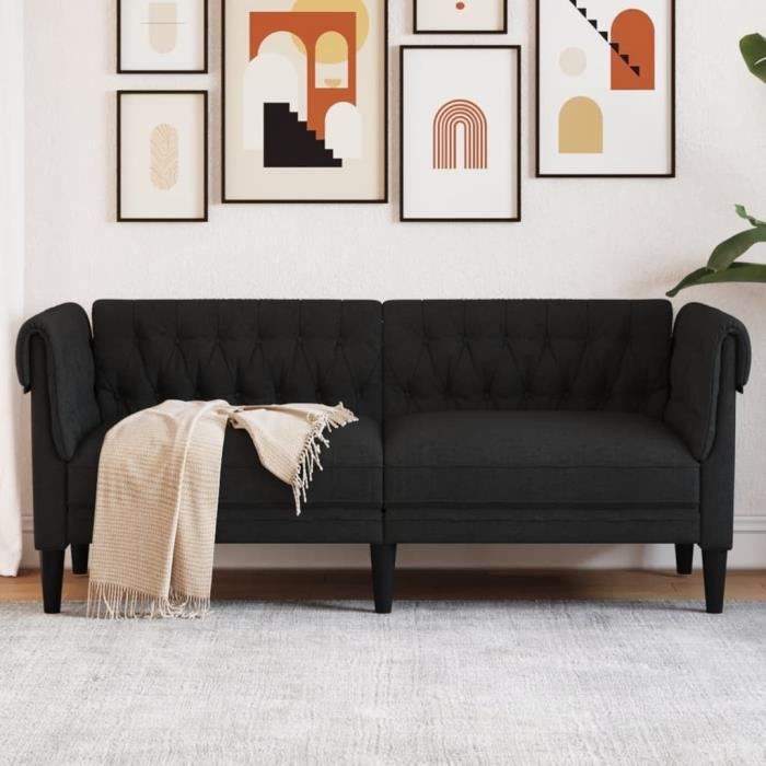 Produit similaire: Canapé salon séjour | Canapé Chesterfield 2 places | noir tissu 182,5x74,5x74,5 cm