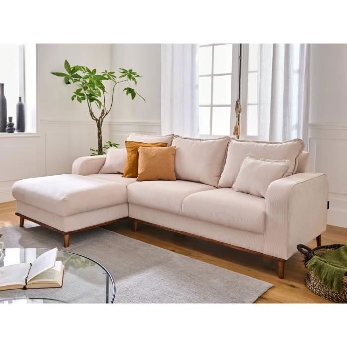 Produit similaire: Canapé d'angle gauche en velours côtelé - LISA DESIGN - Albane - 4 places - Beige