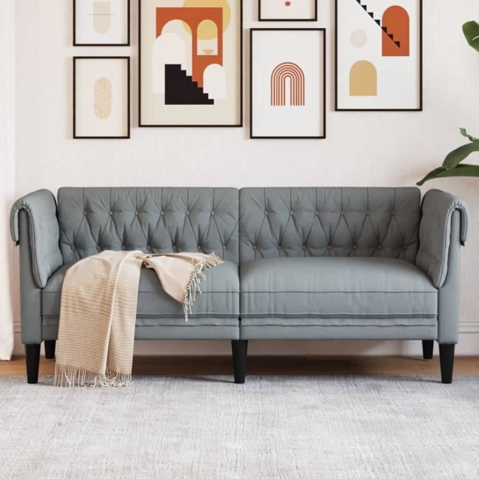 Produit similaire: Canapé salon séjour | Canapé Chesterfield 2 places | gris clair tissu 182,5x74,5x74,5 cm