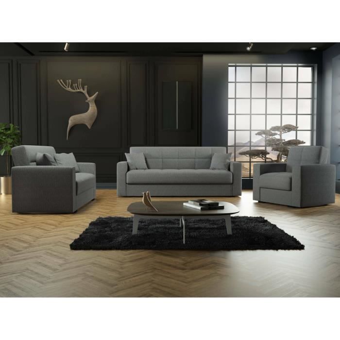 Produit similaire: Dmora - Canapé Pinto, Canapé conteneur linéaire 3 places, Canapé de salon en tissu rembourré, 212x80h87 cm, Gris
