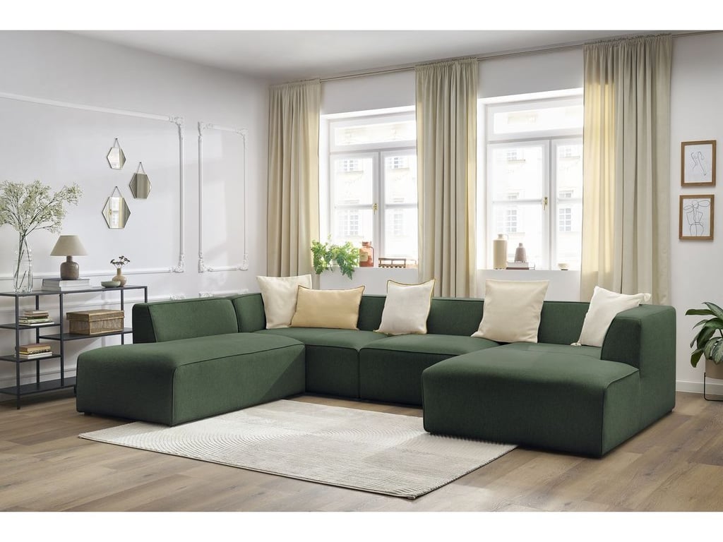 Produit similaire: Canapé panoramique fixe MEGEVE tissu chiné vert angle droit BOBOCHIC 1 places