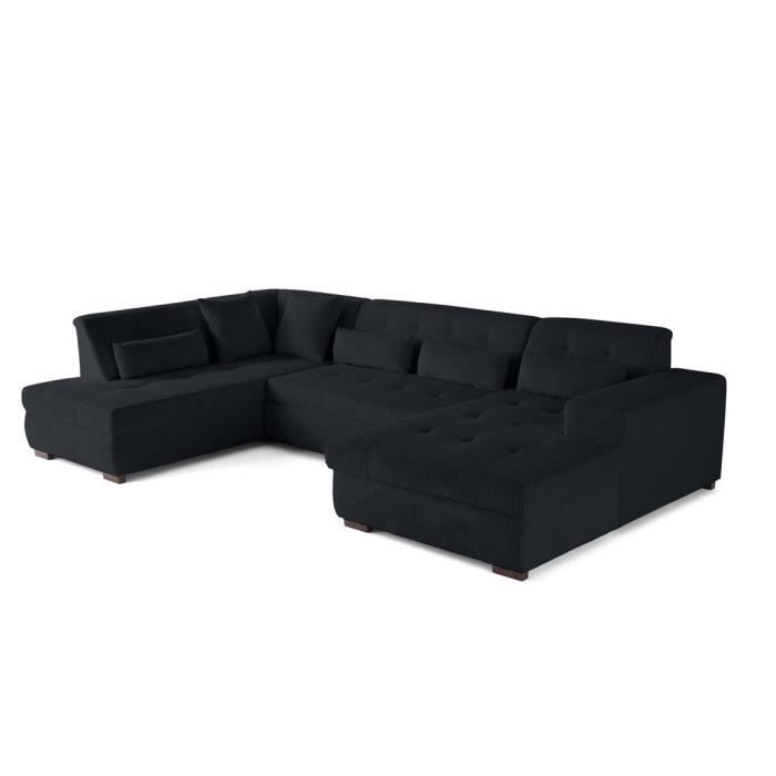 Produit similaire: Vermont - canapé panoramique d'angle gauche - 7 places - convertible avec coffre - en velours côtelé - Noir