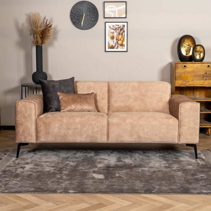 Produit similaire: Canapé fixe en velours taupe - Livin24 - Vegas - 2 places - accoudoirs larges - coussins fermes