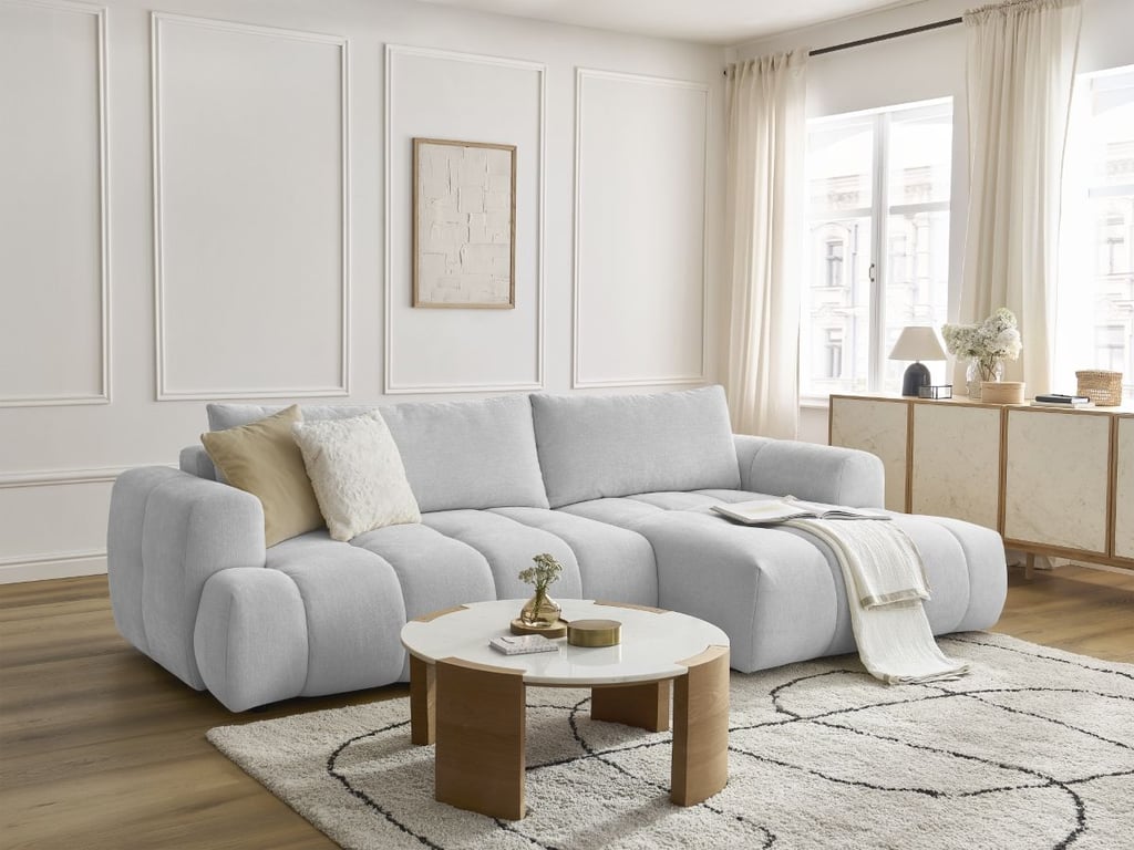 Produit similaire: Canapé d'angle convertible FUJI tissu lisse gris clair angle droit BOBOCHIC 3 places