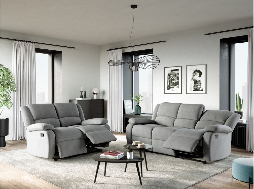 Produit similaire: RELAXXO - Ensemble canapés relax manuels LEO 3 + 2 places en microfibre