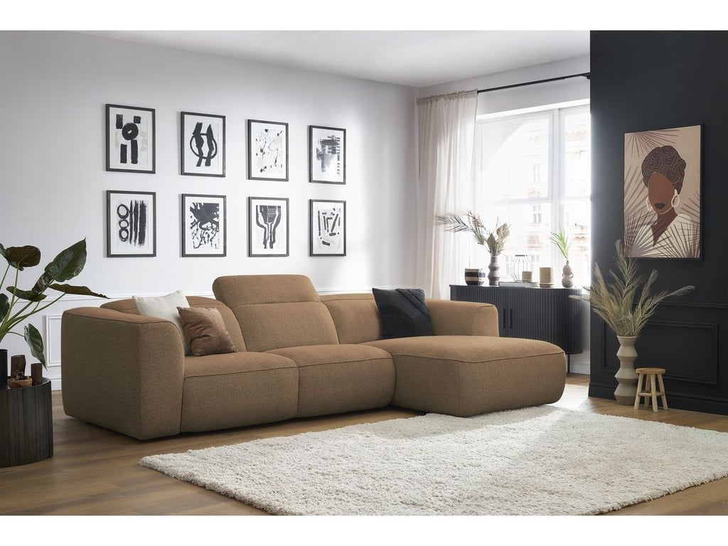 Produit similaire: Canapé d'angle fixe WILLIAM avec têtières orange angle droit BOBOCHIC 3 places