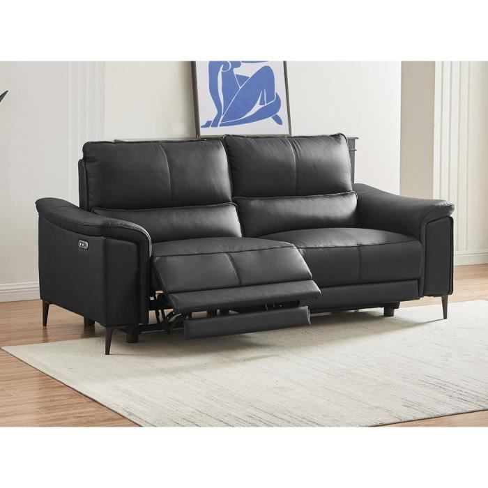 Produit similaire: Canapé 3 places relax électrique en cuir de vachette noir VALPARO