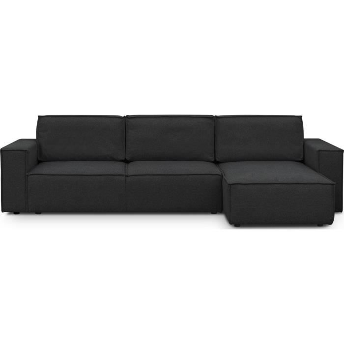 Produit similaire: Canapé d'angle 5 places convertible réversible avec coffre de rangement en tissu noir - Harper New