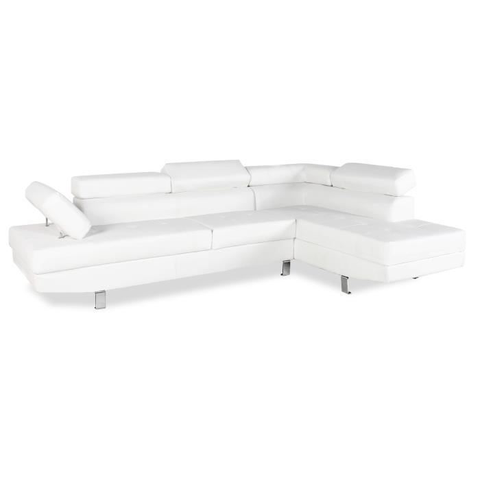 Produit similaire: Canapé d'angle droit avec têtières relevables Charly Blanc