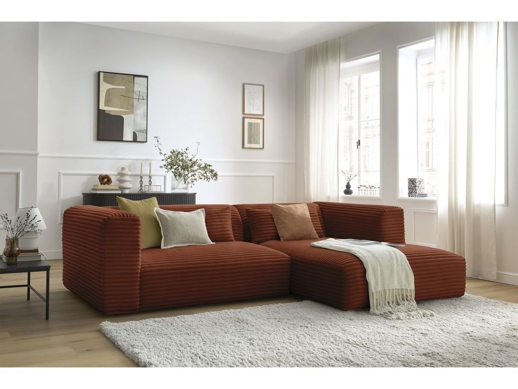 Produit similaire: Canapé d'angle fixe HARRY gros côtelé doux orange angle droit BOBOCHIC 3 places