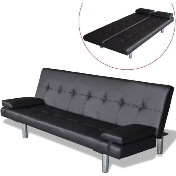 Produit similaire: Canapé-lit réglable avec 2 oreillers Cuir synthétique Noir 168 x 77 x (61,5 - 64 - 66) cm