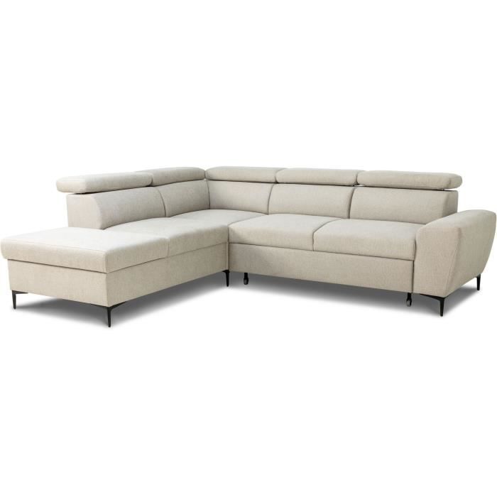 Produit similaire: Canapé d'angle convertible réversible avec coffre - 5 places - KASIMIR - Tissu beige - 258 x 79/98 x 219 cm
