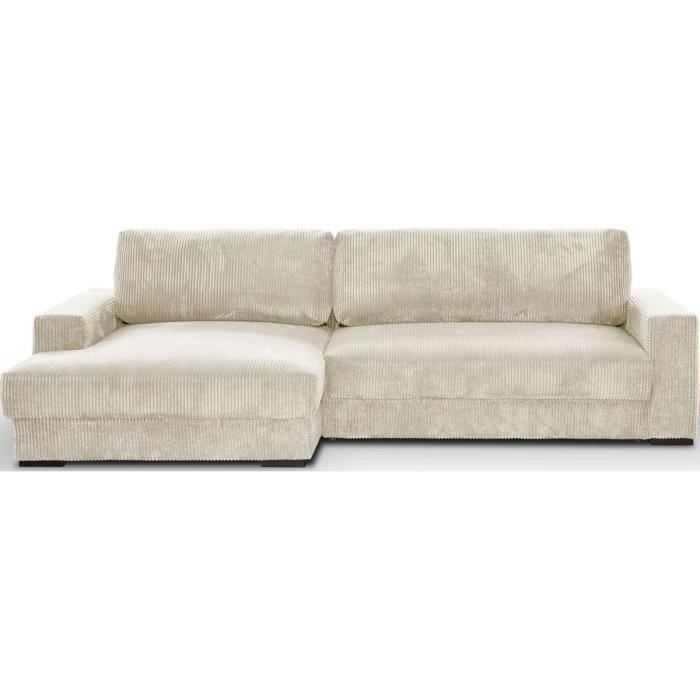 Produit similaire: Canapé d'angle à gauche convertible 3 places avec coffre en velours côtelé beige - Arty