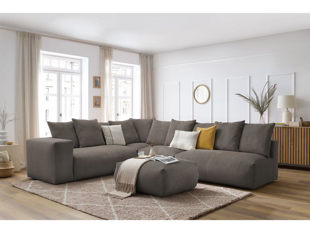 Produit similaire: Canapé d'angle fixe modulable VOLTAIRE avec 2 chauffeuses 2 places, 1 angle, 1 chauffeuse 1 place et 1 pouf taupe angle gauche BOBOCHIC 7 places