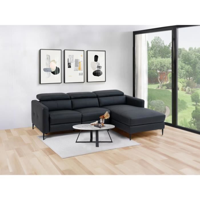 Produit similaire: Canapé d'angle droit relax électrique en cuir noir FUSETA