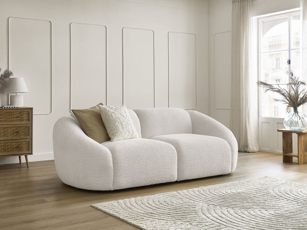 Produit similaire: Canapé droit fixe 2 places TINA tissu bouclette blanc BOBOCHIC