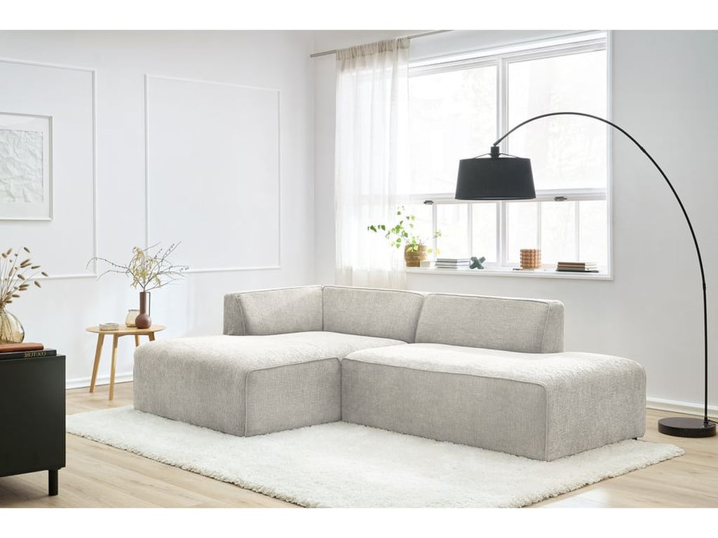 Produit similaire: Canapé d'angle fixe MEGEVE tissu texturé beige angle gauche BOBOCHIC 4 places