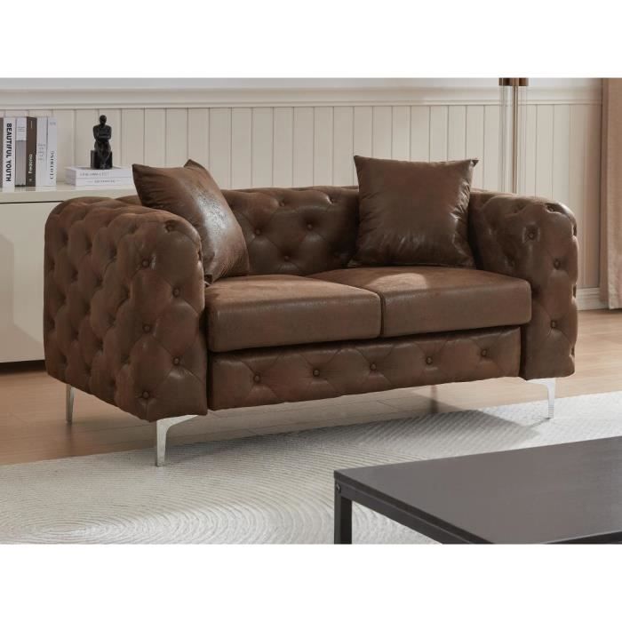 Produit similaire: Canapé 2 places chesterfield en microfibre aspect cuir vieilli marron EDWINA