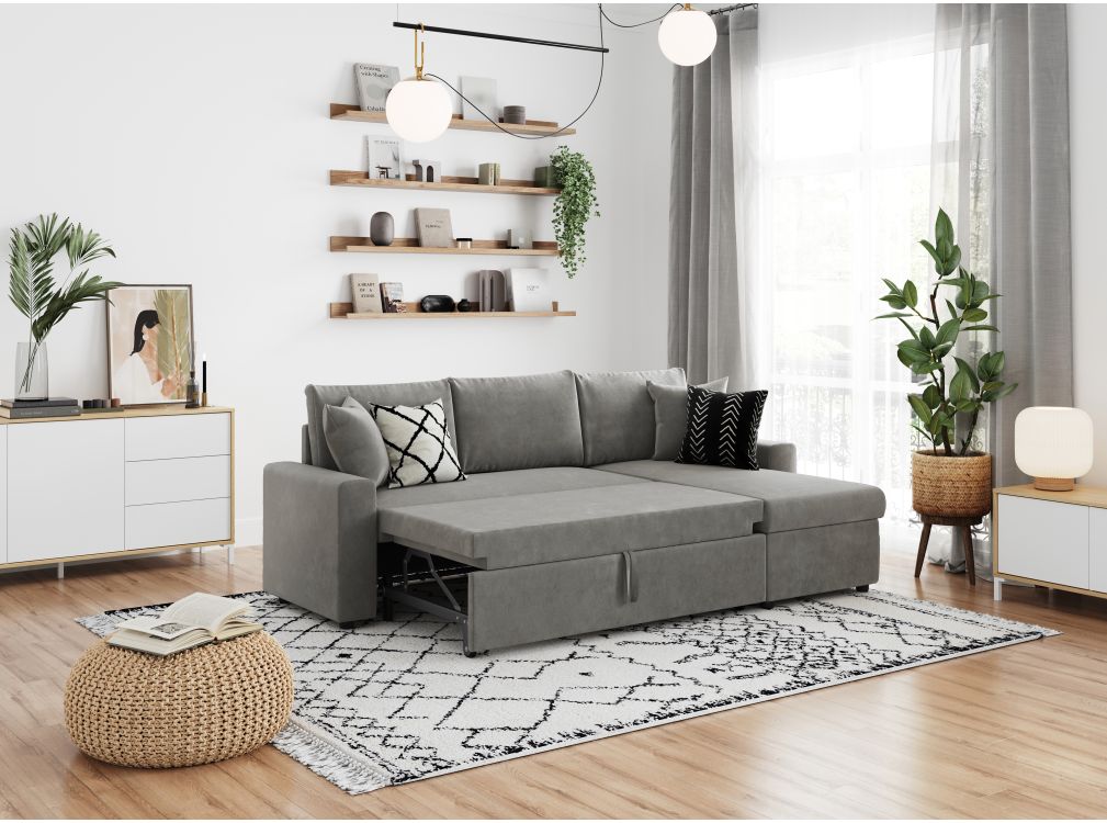 Canapé d'Angle MARIA Réversible et Convertible avec Coffre en microfibre - Vue supplémentaire 1