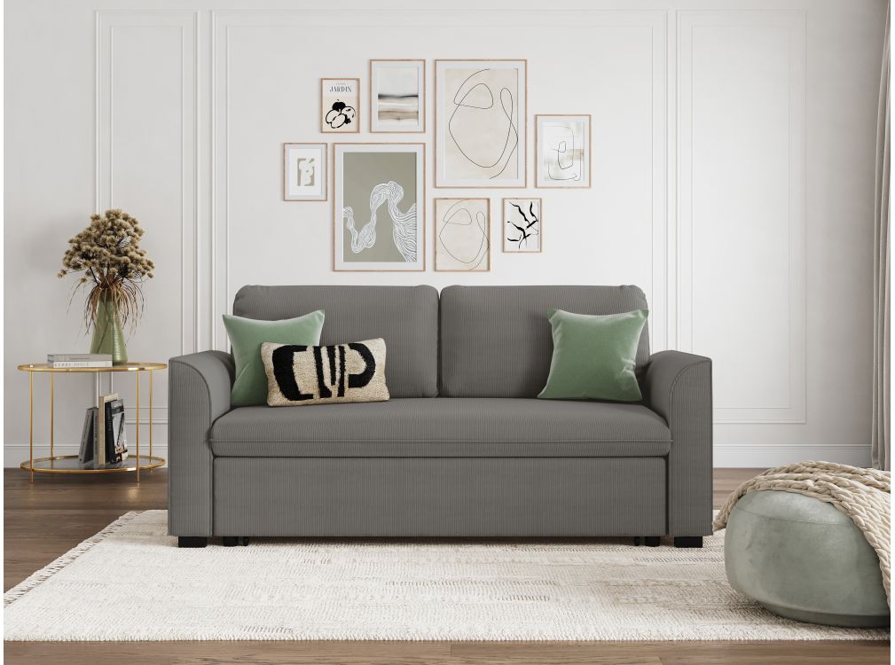 Produit similaire: Canapé droit LEONIE convertible en velours côtelé fin