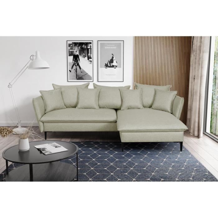 Produit similaire: Canapé d'angle convertible en tissu vert clair LAZARE de PASCAL MORABITO - Angle droit
