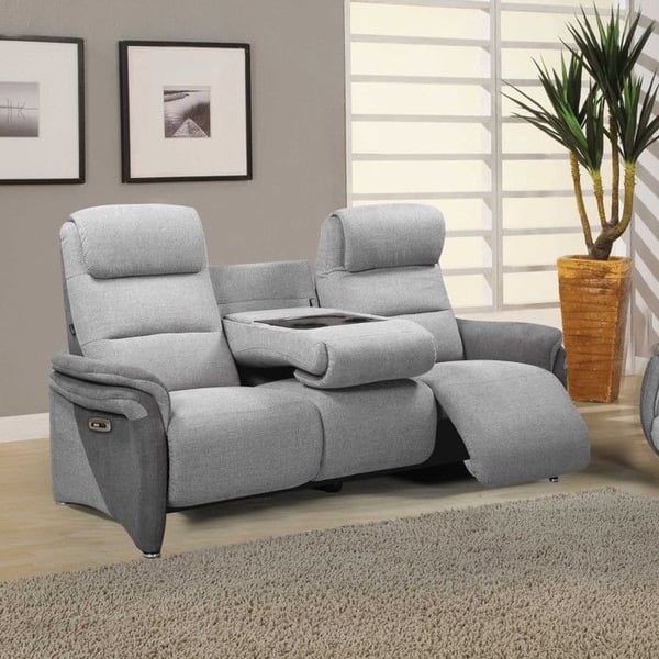 Canapé Relax électrique 3 places Gris clair/Gris foncé - ZENIA - L 192 x l 96 x H 107 cm