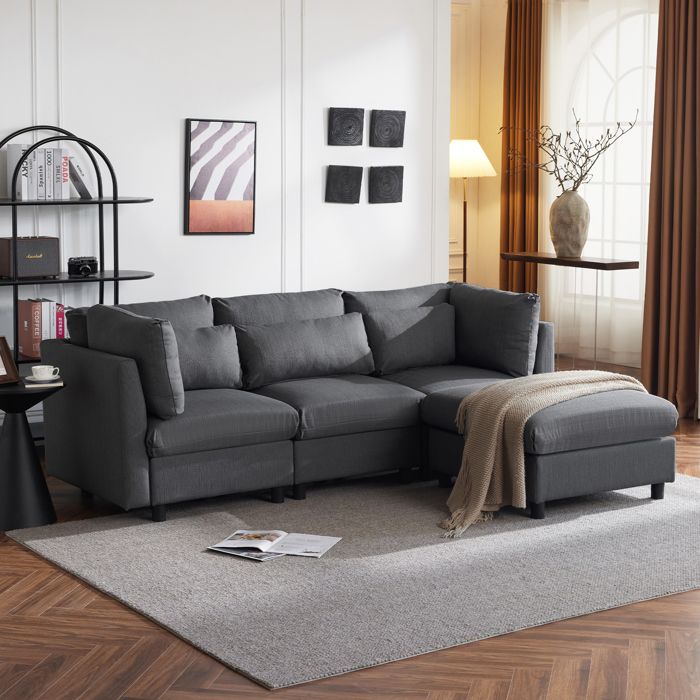 Produit similaire: Canapé 3/4 places en forme de L,canapé d'angle pour salon,canapé de salon avec coussins,tissus en Lin,L 220cm,Gris