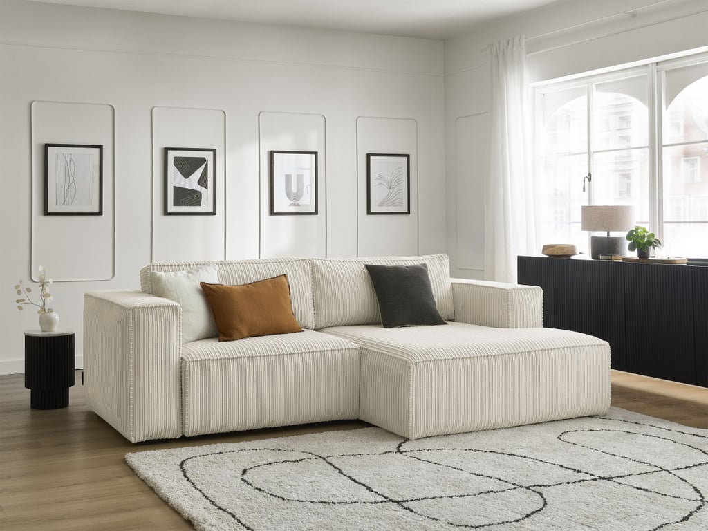 Produit similaire: Canapé d'angle convertible coffre NINA velours côtelé beige angle droit BOBOCHIC 3 places