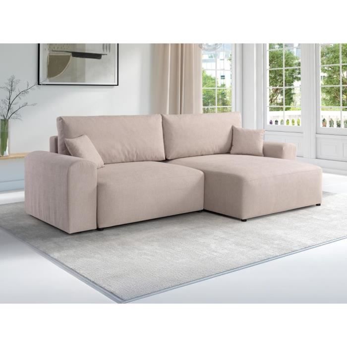 Produit similaire: Canapé d'angle convertible et réversible en tissu beige ILANOR