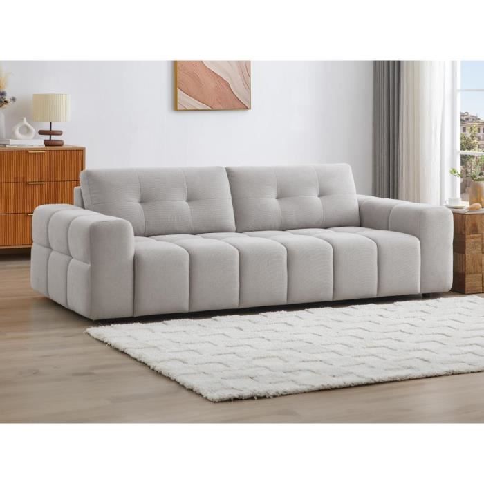 Produit similaire: Canapé 3 places en tissu texturé gris clair - VENTE-UNIQUE - SOPELANA - Design - Ferme - Occasionnel