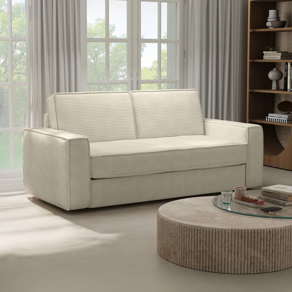 Mindy - Canapé convertible velours côtelé Beige