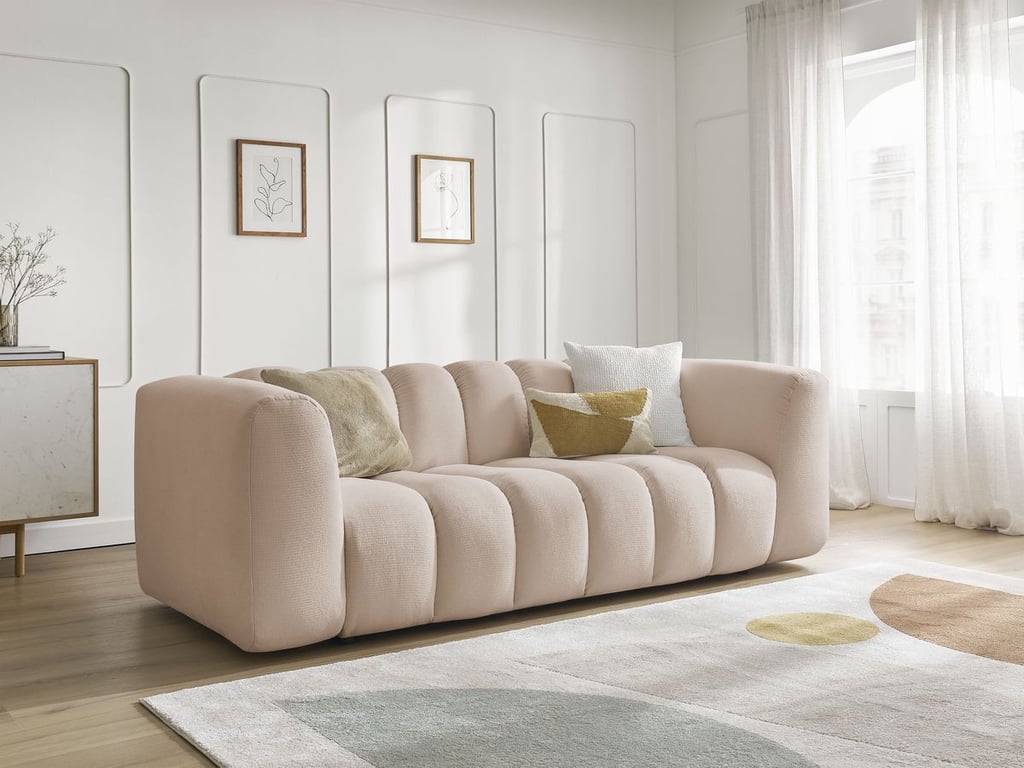 Produit similaire: Canapé droit fixe 3 places TALIA tissu chiné beige BOBOCHIC