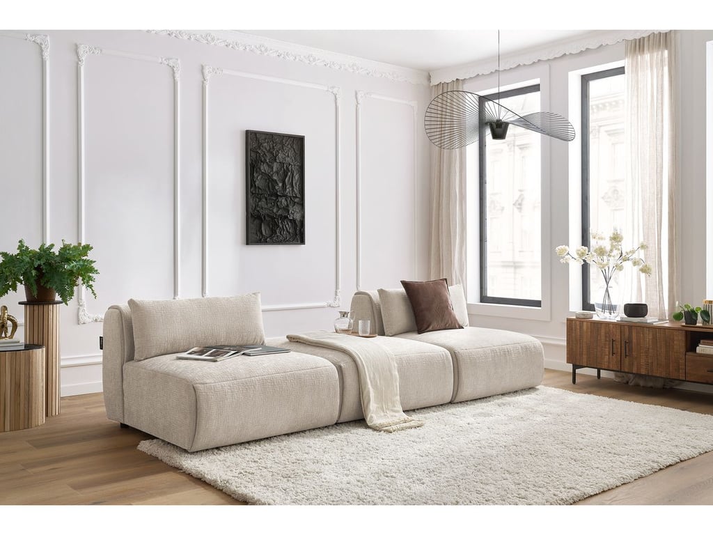 Produit similaire: Canapé droit fixe 3 places JEANNE tissu texturé beige BOBOCHIC 3 places