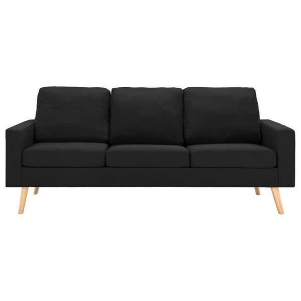 LEXLIFE Canapé Fixe 3 places - Style scandinave - Tissu Noir - L 184 x P 76 x H 82,5 cm