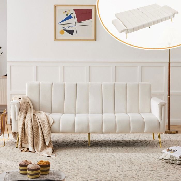 Produit similaire: Sofabed 2/3 places, Canapé pliant, Tissu velours, Canapé avec fonction sommeil, Canapé avec pieds d'assistance183*76*75cm,Beige