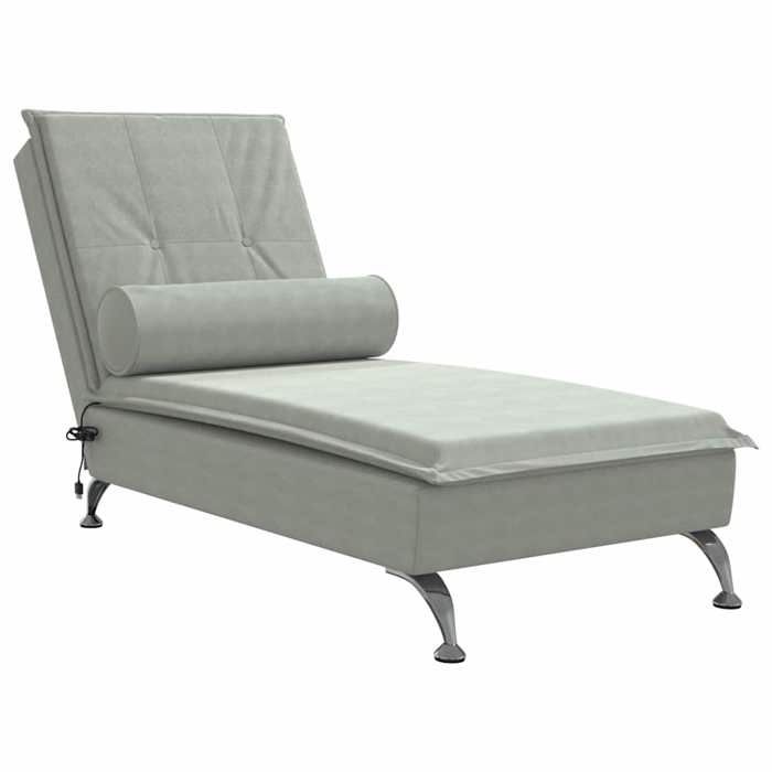 Produit similaire: Meridienne chaise longue pour interieur fonction massage avec traversin en velours gris clair DEC026148